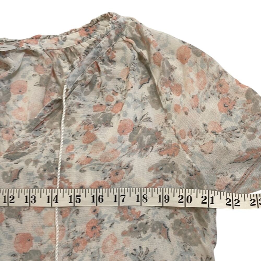 Lucky Brand Cream Floral Long Sleeve Tie Front Peasant Top | Size L/G - Picture 5 of 6
